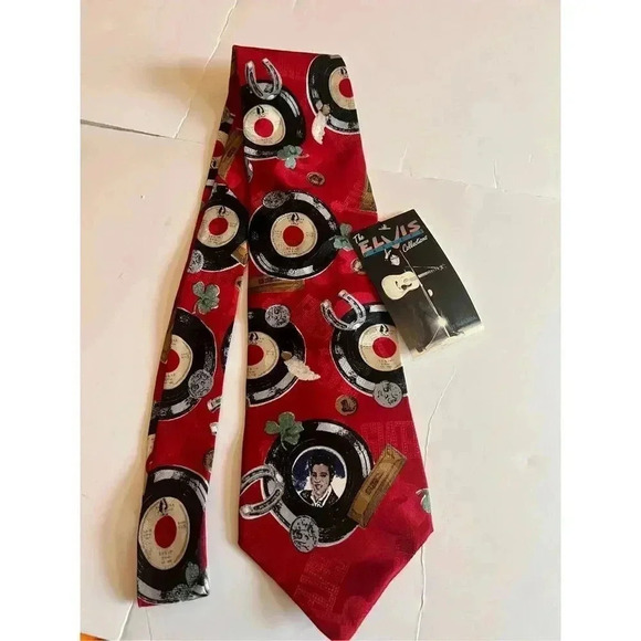Elvis Presley Collections Mens Neck Tie Good Luck Charm Italian Silk Superba NWT - Picture 1 of 7